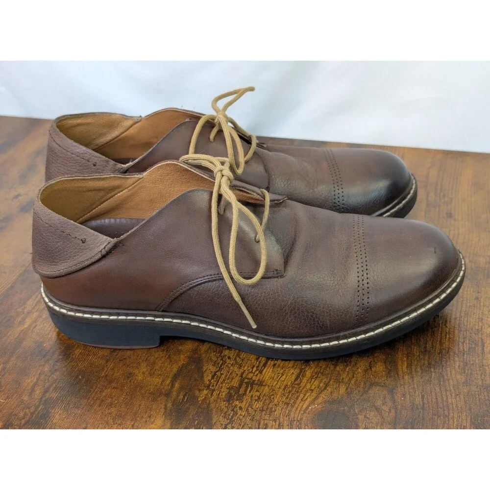 Olukai Walino Shoe Men's 9M Brown Leather Lace Up Casual Oxford Loafer